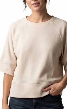 NEW THE GREII women's rib lounge top in beige